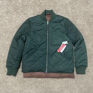 Robert Graham Jacket Men Small Green Reversible Bomber Quilted Military Full Zip